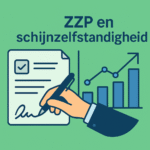 Illustratie van een overeenkomst en grafiek over schijnzelfstandigheid bij zzp'ers